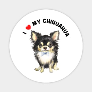 I Love My Chihuahua Cute Chihuahua Puppy Dog Watercolor Art Magnet